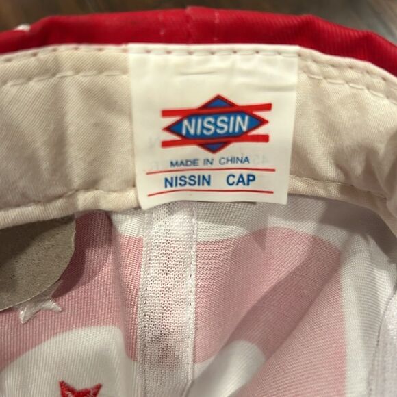 Nissin USA American Flag Hat Embroidered Stars Stripes Strapback Cap 90s VTG - Picture 5 of 7